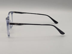 Crystal Blue Rectangular Eyeglasses with Black Temple Detailing