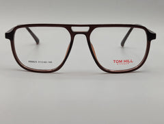 Dark Brown Browline Rectangular Eyeglasses with Black & Gold Temple Detail