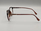 Dark Brown Rectangular Eyeglasses with Gold Temple Accent