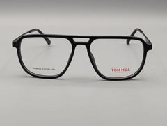 Classic Black Rectangular Eyeglasses with Modern Browline Frame & Slim Metal Arms