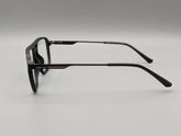 Classic Black Rectangular Eyeglasses with Modern Browline Frame & Slim Metal Arms