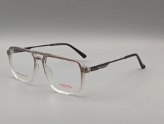 Transparent Rose Gold Rectangular Eyeglasses with Black Temple Arms
