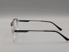 Transparent Rose Gold Rectangular Eyeglasses with Black Temple Arms
