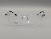 Crystal Clear Square Eyeglasses with Slim Metal Arms & Black Temple Tips