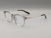 Clear Transparent Rectangular Eyeglasses with Gold & Black Temple Arms