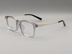 Clear Transparent Rectangular Eyeglasses with Gold & Black Temple Arms