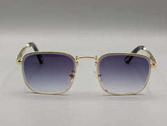 Gold Metal Square Sunglasses with Purple Gradient Lenses