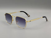 Gold Metal Square Sunglasses with Purple Gradient Lenses