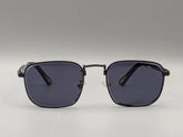 Black Metal Square Sunglasses with Dark Smoke Lenses