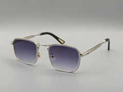 Silver Metal Square Sunglasses with Purple Gradient Lenses