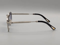 Silver Metal Square Sunglasses with Purple Gradient Lenses
