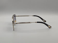 Silver Metal Square Sunglasses with Purple Gradient Lenses