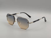 Silver Metal Frame Sunglasses with Black-to-Brown Gradient Lenses