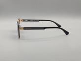 Elegant Gold & Black Square Sunglasses with Purple Gradient Lenses