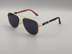 Elegant Gold Frame Sunglasses with Dark Blue Lenses