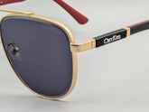 Elegant Gold Frame Sunglasses with Dark Blue Lenses