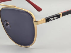 Elegant Gold Frame Sunglasses with Dark Blue Lenses