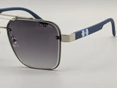 Modern Aviator Sunglasses with Gradient Smoke Lenses & Blue Temples