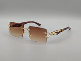 Luxury Brown Gradient Rimless Sunglasses – Gold-Tone Statement Eyewear