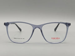 Crystal Blue Rectangular Eyeglasses with Black Temple Detailing