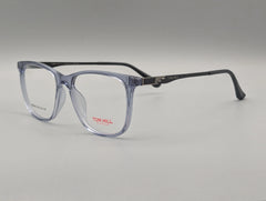 Crystal Blue Rectangular Eyeglasses with Black Temple Detailing