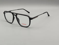 Classic Black Rectangular Eyeglasses with Modern Browline Frame & Slim Metal Arms