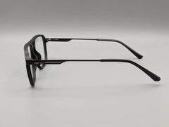 Classic Black Rectangular Eyeglasses with Modern Browline Frame & Slim Metal Arms