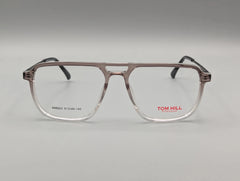 Transparent Rose Gold Rectangular Eyeglasses with Black Temple Arms