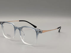Crystal Clear Square Eyeglasses with Gold Metal Arms & Black Temple Tips