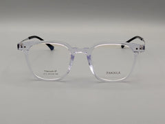 Crystal Clear Square Eyeglasses with Slim Metal Arms & Black Temple Tips