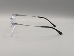 Crystal Clear Square Eyeglasses with Slim Metal Arms & Black Temple Tips