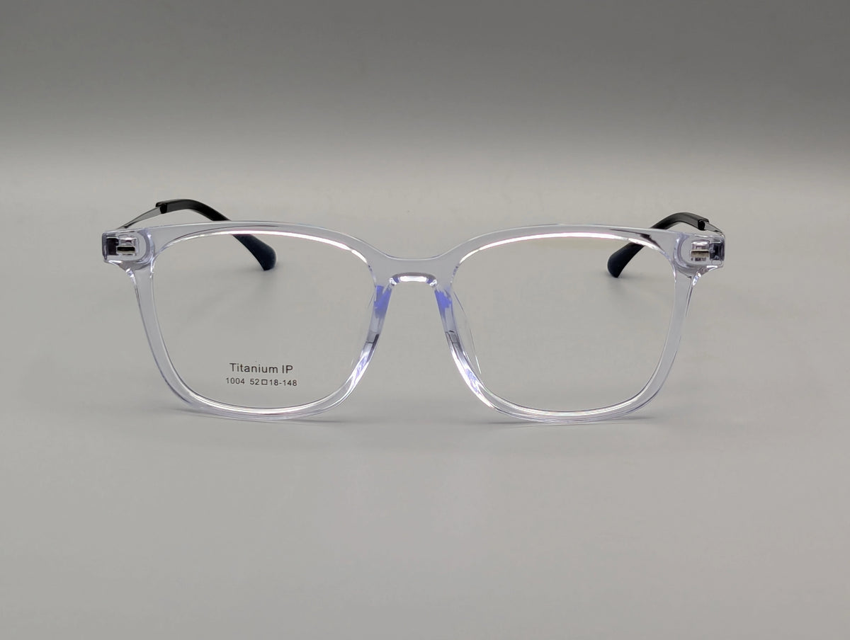 Crystal Clear Rectangular Eyeglasses with Black Temple Arms – Modern Optical Frames