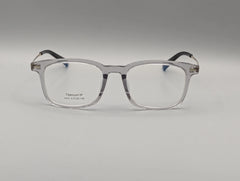 Clear Transparent Rectangular Eyeglasses with Gold & Black Temple Arms