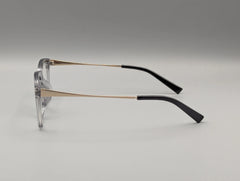 Clear Transparent Rectangular Eyeglasses with Gold & Black Temple Arms