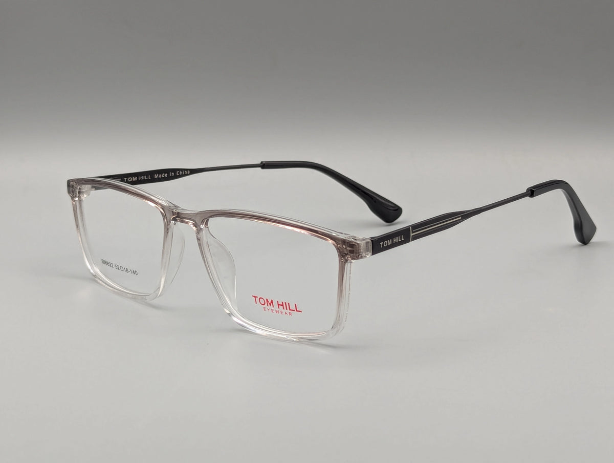 Clear Transparent Rectangular Eyeglasses – Modern Black Temple Optical Frames