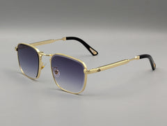 Gold Metal Square Sunglasses with Purple Gradient Lenses