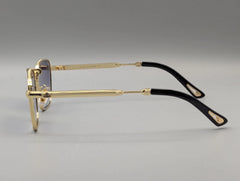 Gold Metal Square Sunglasses with Purple Gradient Lenses