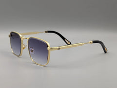 Gold Metal Square Sunglasses with Purple Gradient Lenses