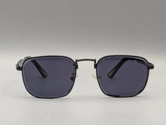 Black Metal Square Sunglasses with Dark Smoke Lenses