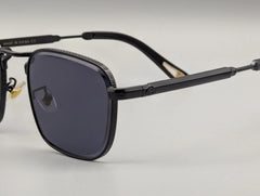 Black Metal Square Sunglasses with Dark Smoke Lenses