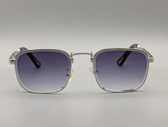 Silver Metal Square Sunglasses with Purple Gradient Lenses