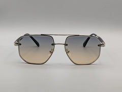 Silver Metal Frame Sunglasses with Black-to-Brown Gradient Lenses