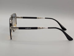 Silver Metal Frame Sunglasses with Black-to-Brown Gradient Lenses