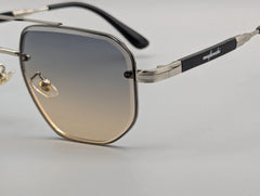 Silver Metal Frame Sunglasses with Black-to-Brown Gradient Lenses