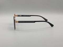 Elegant Gold & Black Square Sunglasses with Purple Gradient Lenses