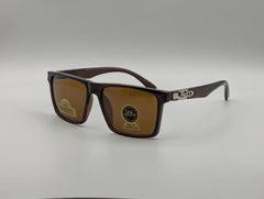 Classic Brown Rectangular Sunglasses with Dark Frame