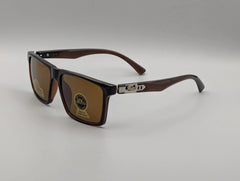 Classic Brown Rectangular Sunglasses with Dark Frame