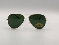 Classic Gold Aviator Sunglasses with Green Lenses