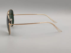 Classic Gold Aviator Sunglasses with Green Lenses