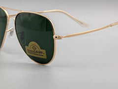 Classic Gold Aviator Sunglasses with Green Lenses